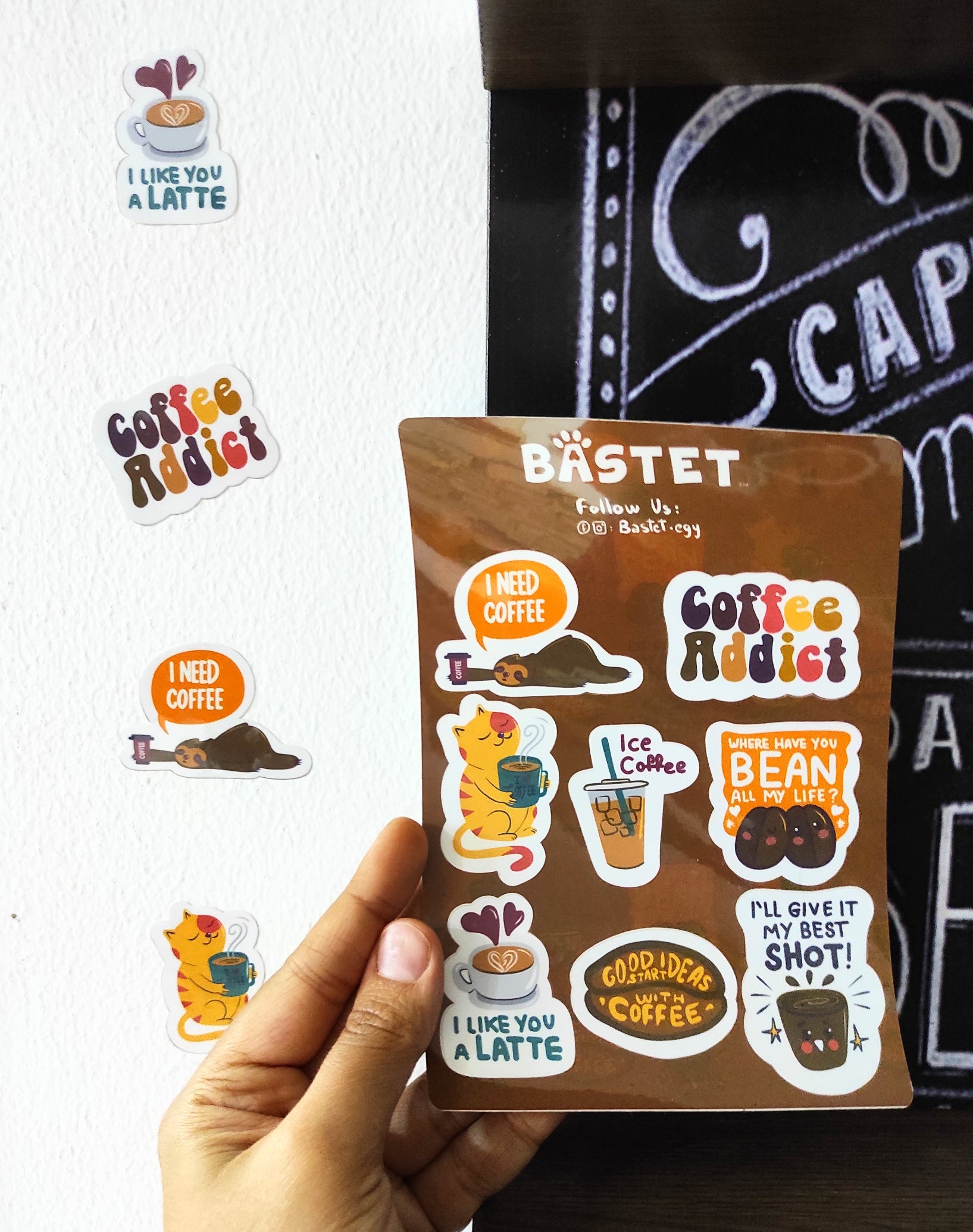 Coffee Lovers Laptop Stickers Sheet