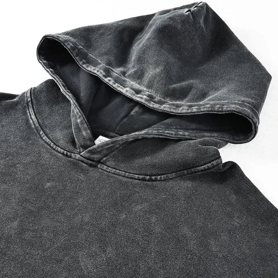 Cat Oversized Washed Gray Hoodie